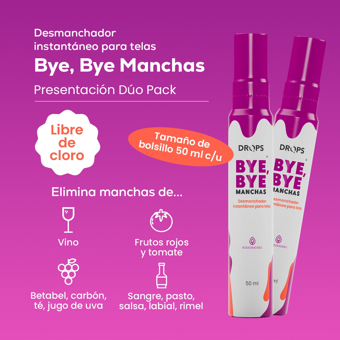 Quitamanchas BYE BYE Manchas 50 ml x2