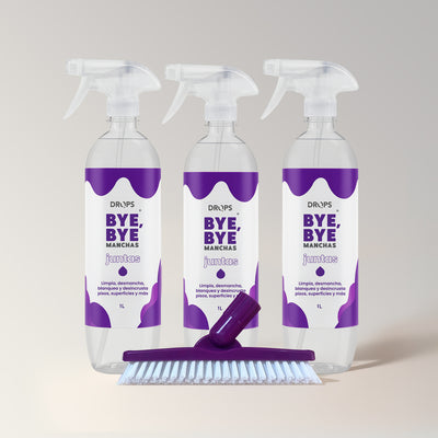 Kit de limpieza: Cepillo de Limpieza Multiusos + 3 Desmanchadores de Juntas 1L